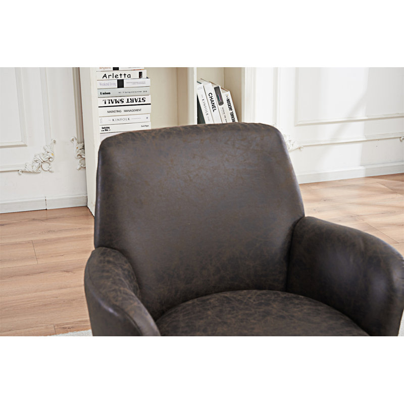 Fauteuil demi-tonneau pivotant en similicuir