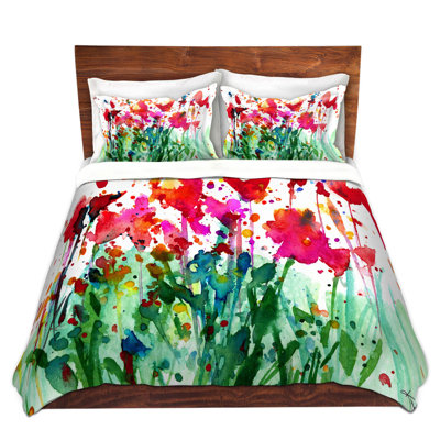 Ensemble de housse de couette DiaNoche en microfibre par Kathy Stanion - Walk parmi les fleurs 08