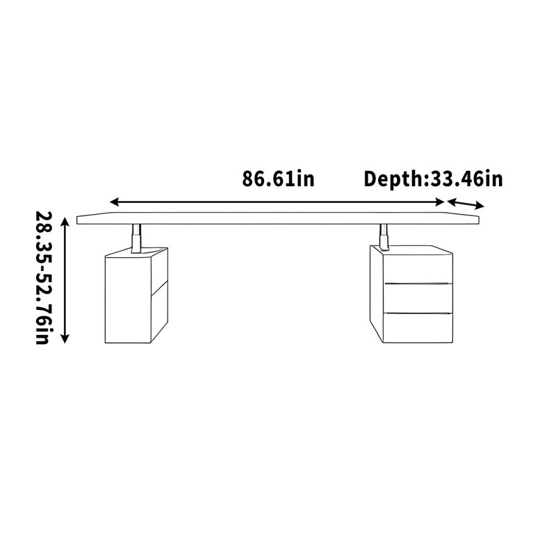 Computer Desk, Tan, 52.76" H x 86.61" W x 33.46" D