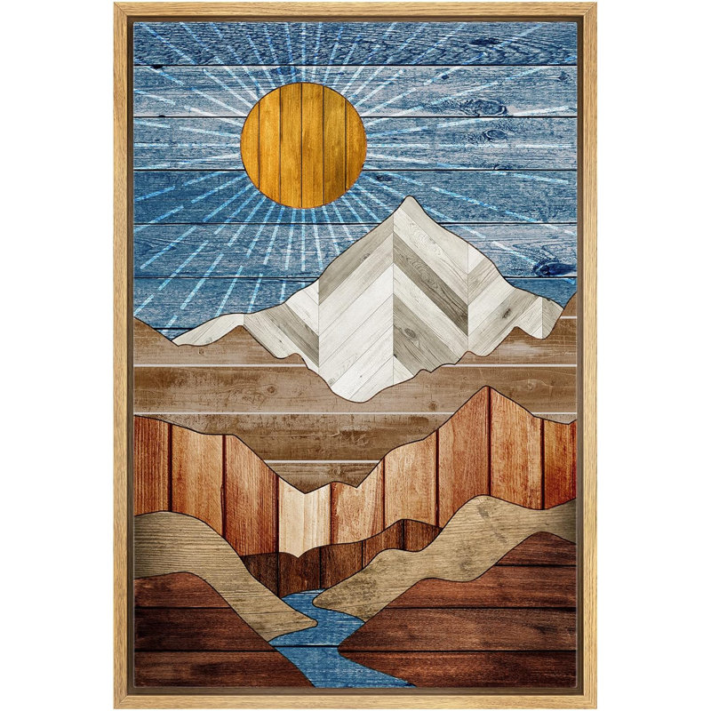 «Western Wood Effect Landscape Mountain Range Abstract Nature», reproduction sur toile, H 24 po x l 16 po x P 1,5 po