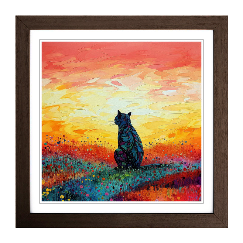 Cat Color Field Painting - Framed Print, Walnut