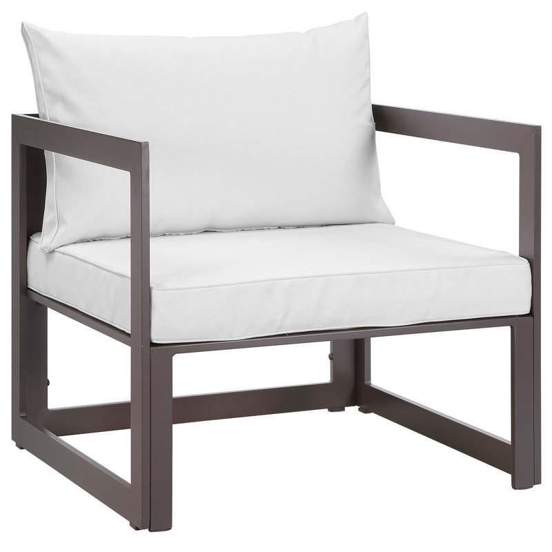 Chaise de patio avec coussins Fortuna, Brun / Blanc