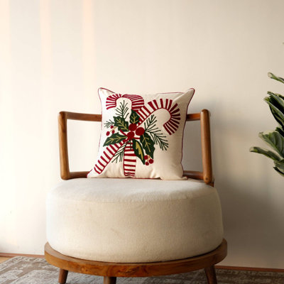 Coussin en polyester dupion brodé, 45 x 45 cm | Multicolore