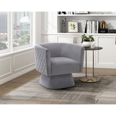 Chaise pivotante en velours gris avec fabrication en bois massif et en contreplaqué pivotant à 360 degrés