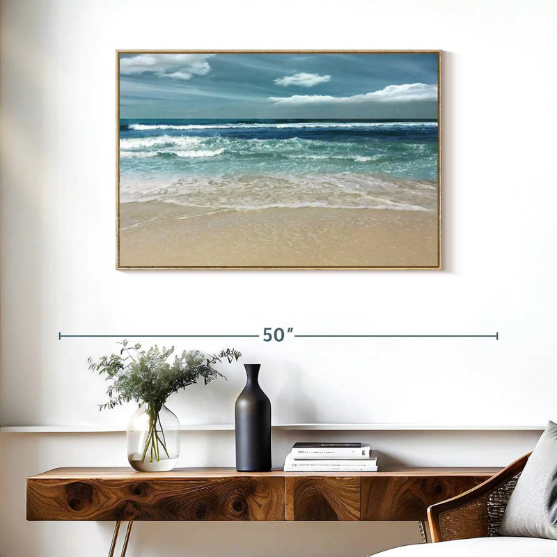 Symphony Of The Sea, Floating Frame Natural Wood, 37" X 25"
