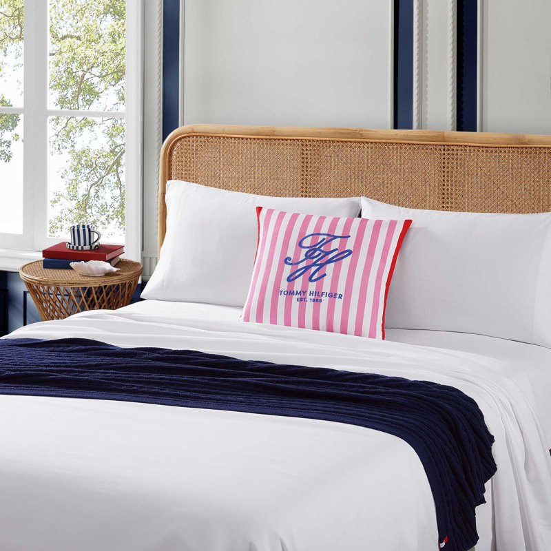 Coussin Tommy Hilfiger, Carrée, Plage rayée rose