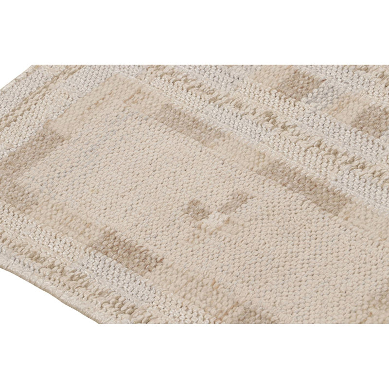 Scandinavian Hand Knotted Geometric Area Rug, Rectangle 10' x 14'
