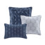 Édredon très grand bleu marine - 7 pièces en tissu gaufré bleu marine, microfibre douce, 2 coussins carrés et un coussin