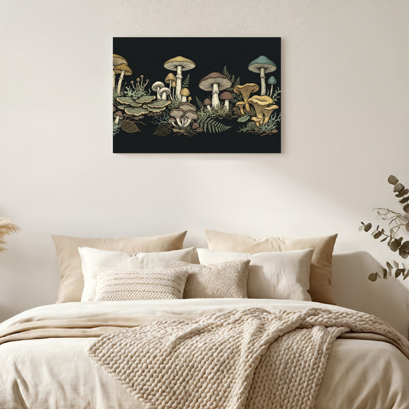 Art mural sur toile Gallery Wrap pour le salon, la chambre à coucher, le bureau ou le vestibule - décoration murale décorative avec champignon forêt