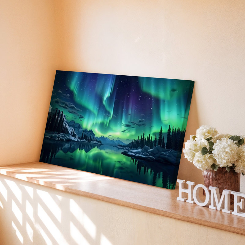 Reproduction d'art mural sur toile Northern Lights Aurora Borealis, 11 x 14 in