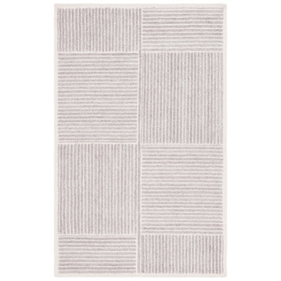 Tapis gris / ivoire en laine / coton touffeté à la main Niana