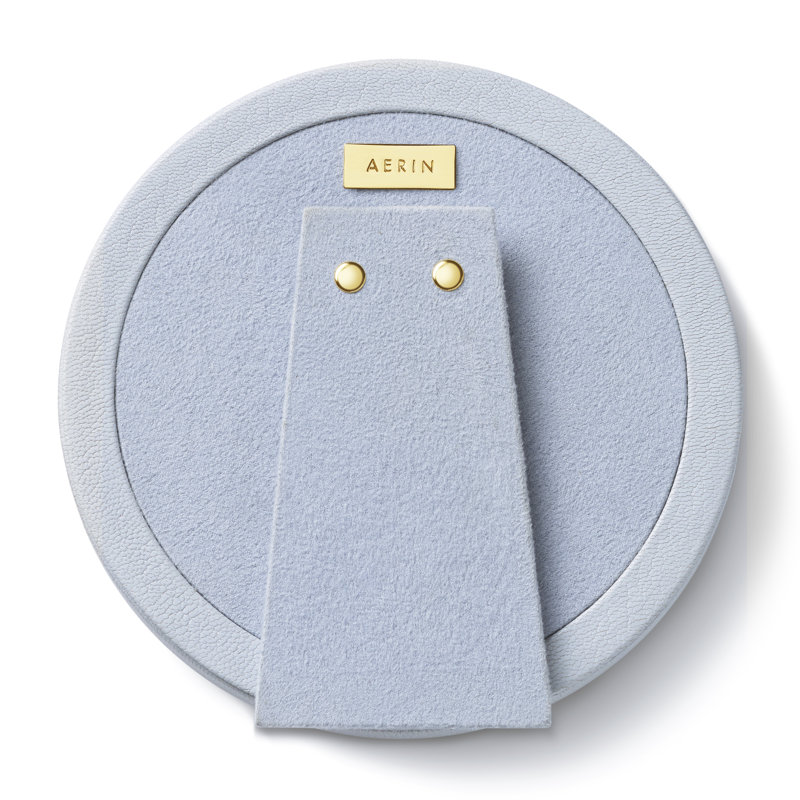 Blue Haze Round Leather Tabletop Picture Frame