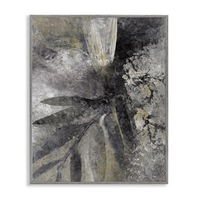 Gris abstrait botanique, impression sur bois