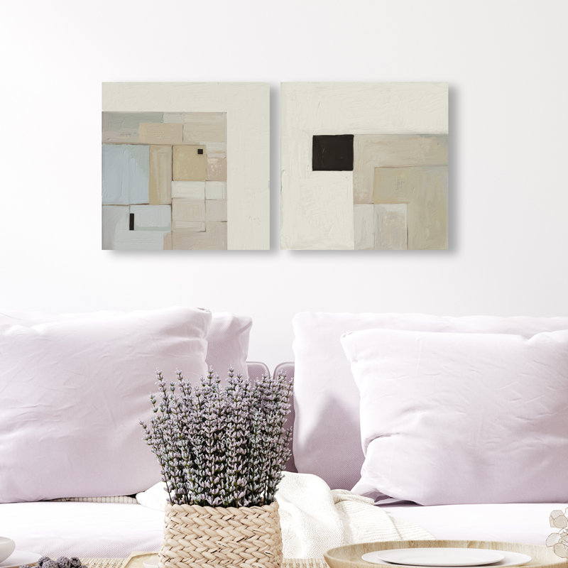 Soft Roughness Set Canvas Abstract Print by Oliver Gal, Black Frame, 12 x 12, 12"H x 12"W, Gallery Wrapped
