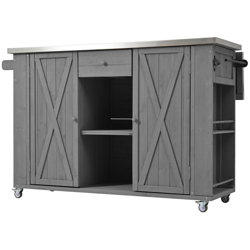 Îlot de cuisine extérieur 52,25 po Farmhouse, Gris