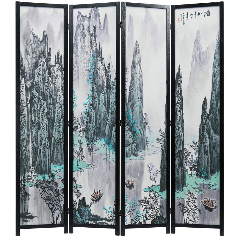 160Cm W x 175.3Cm H 4 - Panel Solid Wood Room Divider