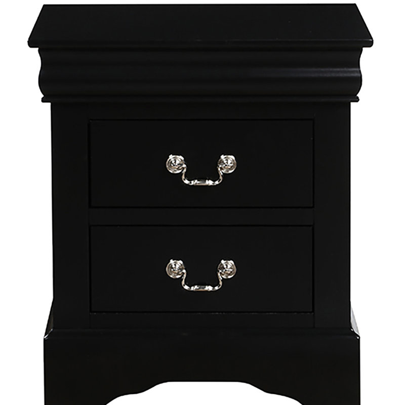 Table de chevet 2 chambres avec 2 tiroirs pour les objets personnels, Noir