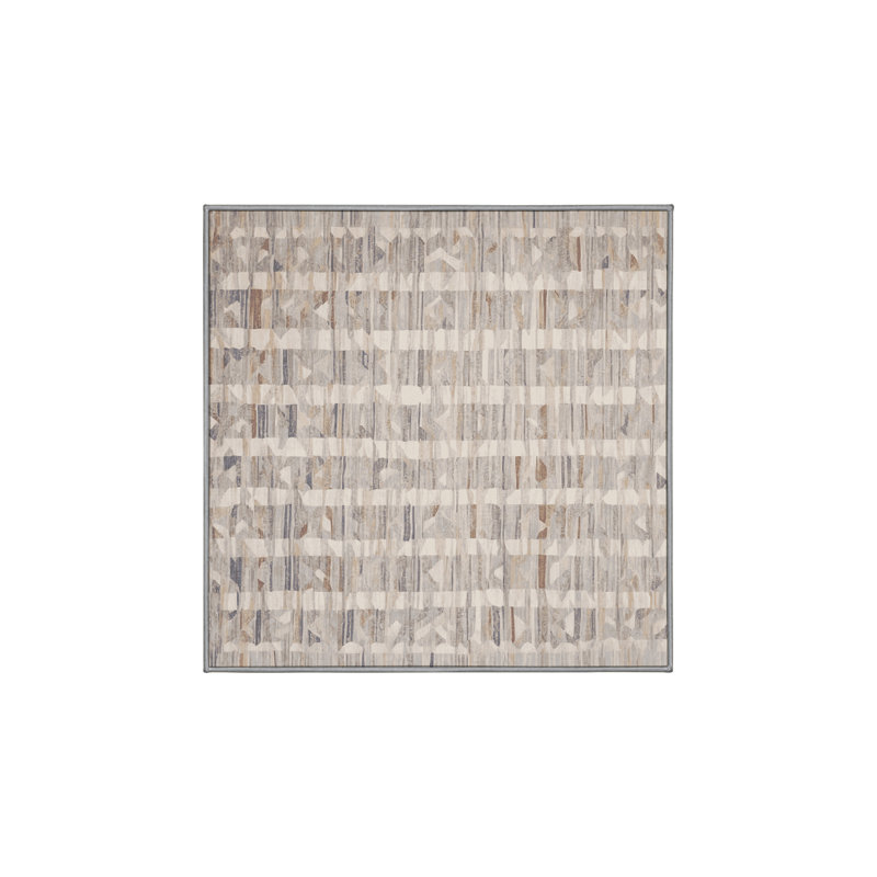Machine Washable Gray Area Rug, Square 8'