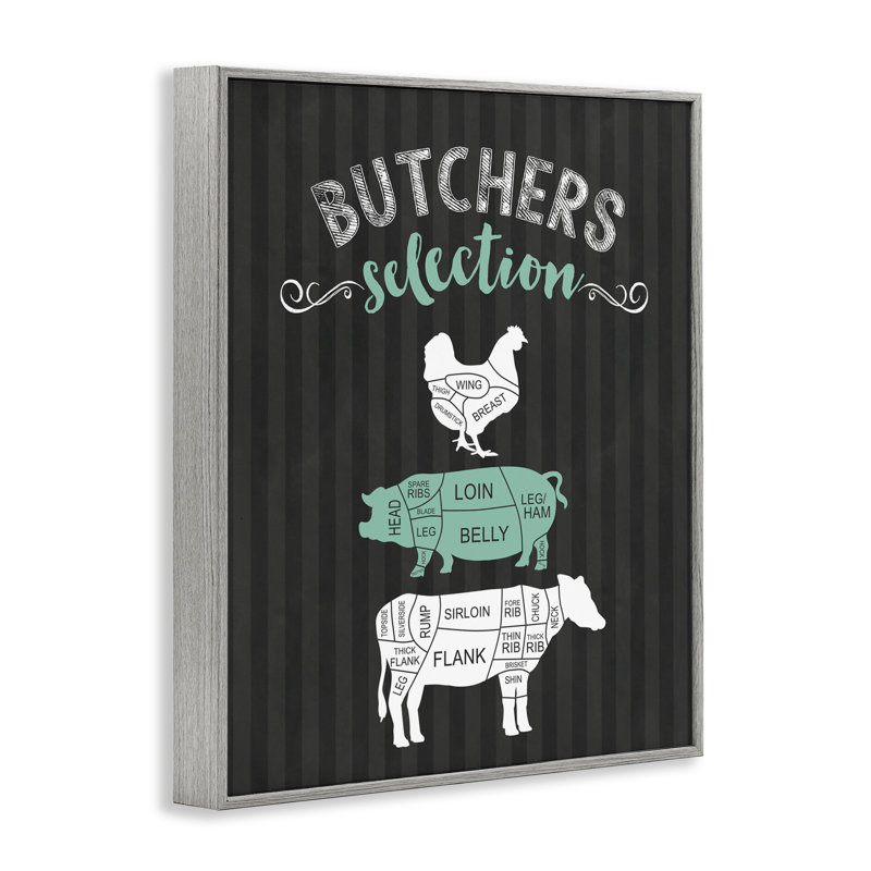 Giclée noire encadrée Butchers, H 20 po x l 16 po, Estampe numérique Farmhouse