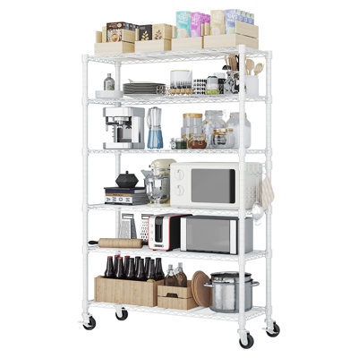 6 Tier Iron Display Rack 46.06 in W x 17.72 in D x 81.89 in H Black 1 Piece Mobile Shelf