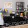 Nico Black Modern Printed Area Rug - Bold Black with Geometric Grey Frame