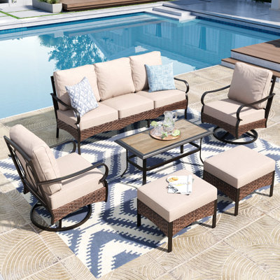 Ensemble de conversation de patio pour 5 à 7 personnes Argyri avec chaises longues et canapé pivotants