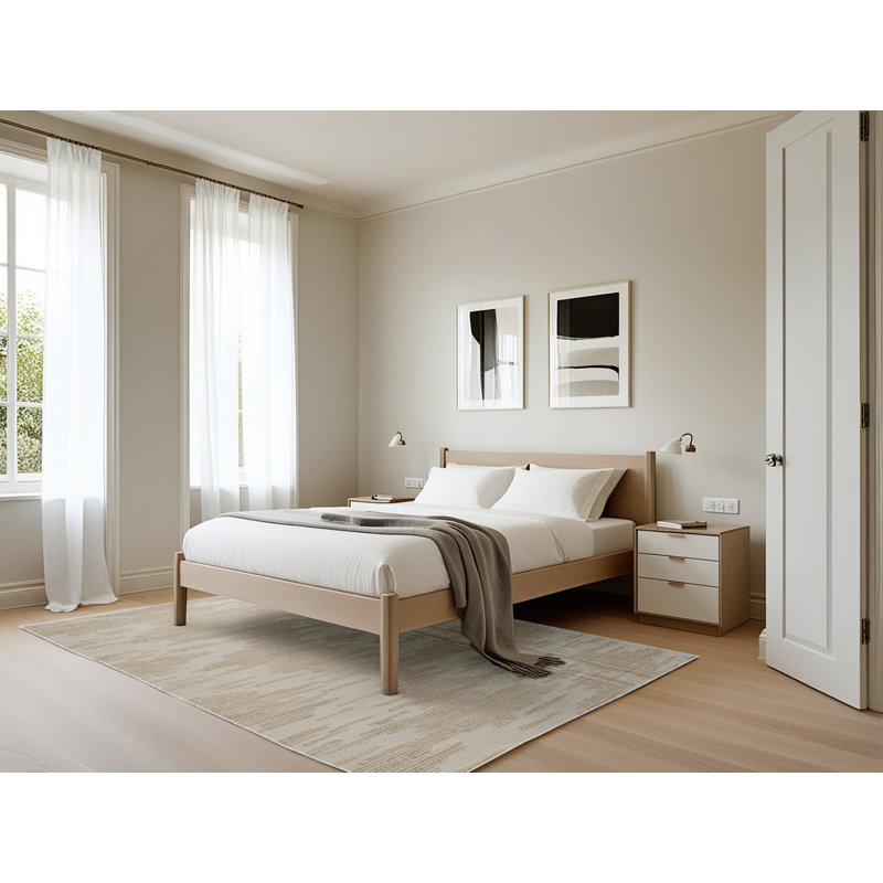 Tapis beige lavable à la machine, Rectangle 5 pi x 7 pi