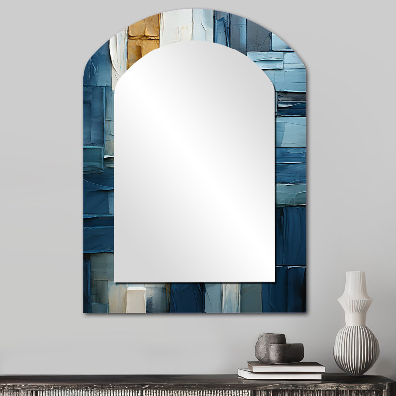 Abstrait géométrique carré fusion - miroir décoratif asymétrique abstrait, miroir mural arche moderne, impression d'art en métal
