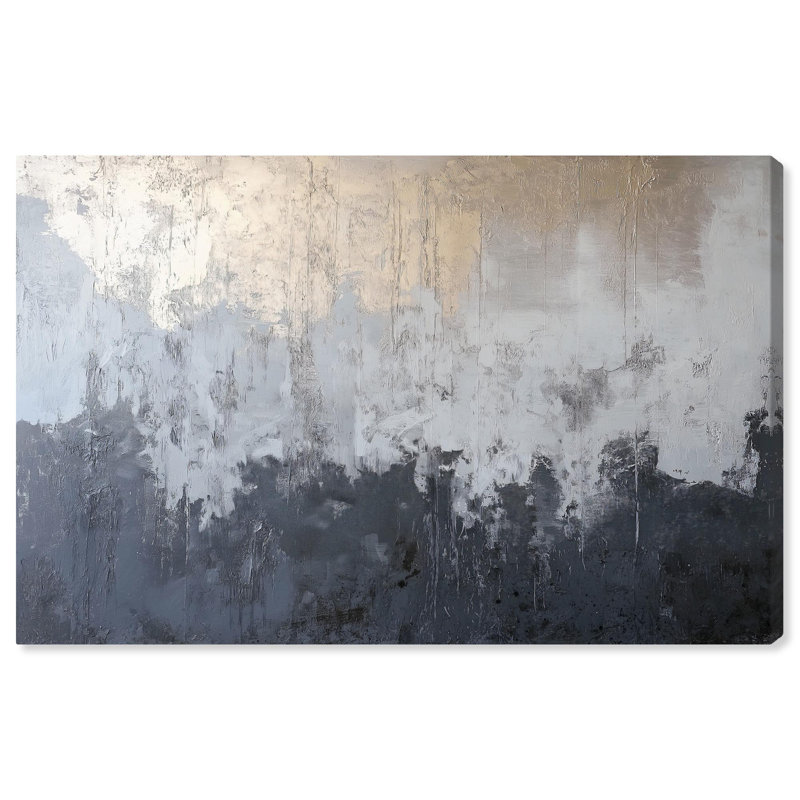 «Silvered Layers», art abstrait bleu par Art Remedy, Toile tendue, H 24 po x l 36 po