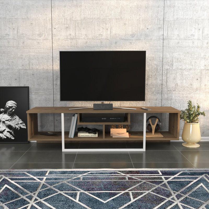 Karon 59" TV Stand for TVs up to 65", Walnut/White