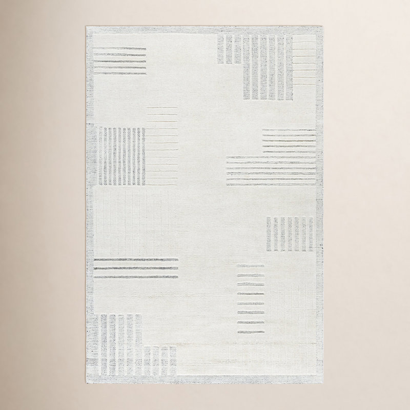 Tapis abstrait en laine tissé à la main Ronaldo, Rectangle 8 pi x 10 pi