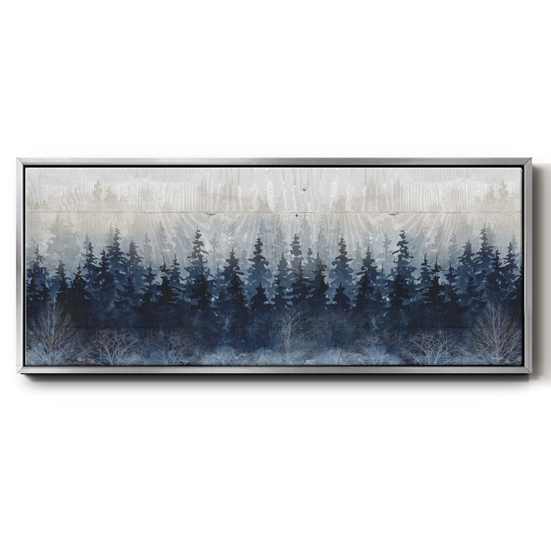 Misty Indigo Forest- Framed Canvas, H 20 po x l 50 po x P 1,5 po, Argent