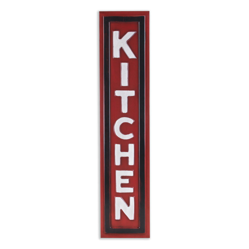 Callo 36.5" Red Metal Kitchen Wall Sign, Farmhouse Traditional Style Wall Décor