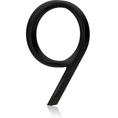 Numéro de maison 5 po en acier inoxydable flottant moderne - Finition noire résistante aux intempéries