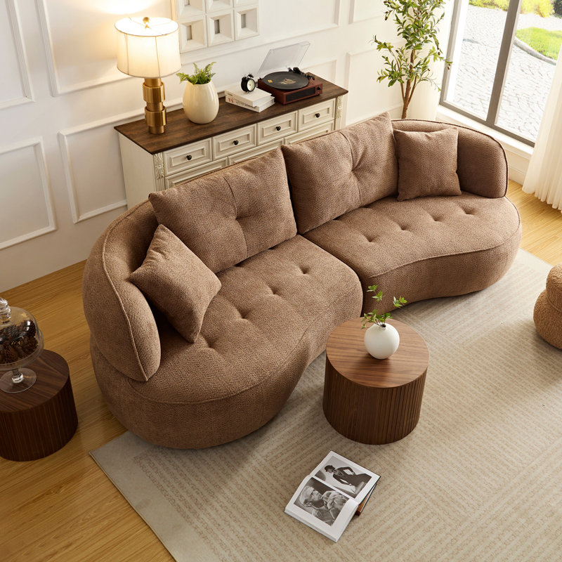 Canapé couleur camel avec coussins amovibles, tissu durable, structure en bois massif, Chameau