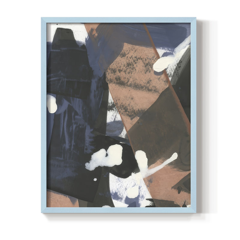 Stalagmite Graffiti IV, reproduction encadrée - bois massif, H 15 po x l 12 po, Bleu