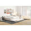 Lit plateforme double tapissier avec lit gigogne simple et structure en bois beige, pas de sommier tapissier requis et robuste pour une apparence de chambre à coucher-981379732