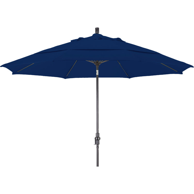Parasol de marché 11 pi Leiker, Toile performance saphir, Blanc mat