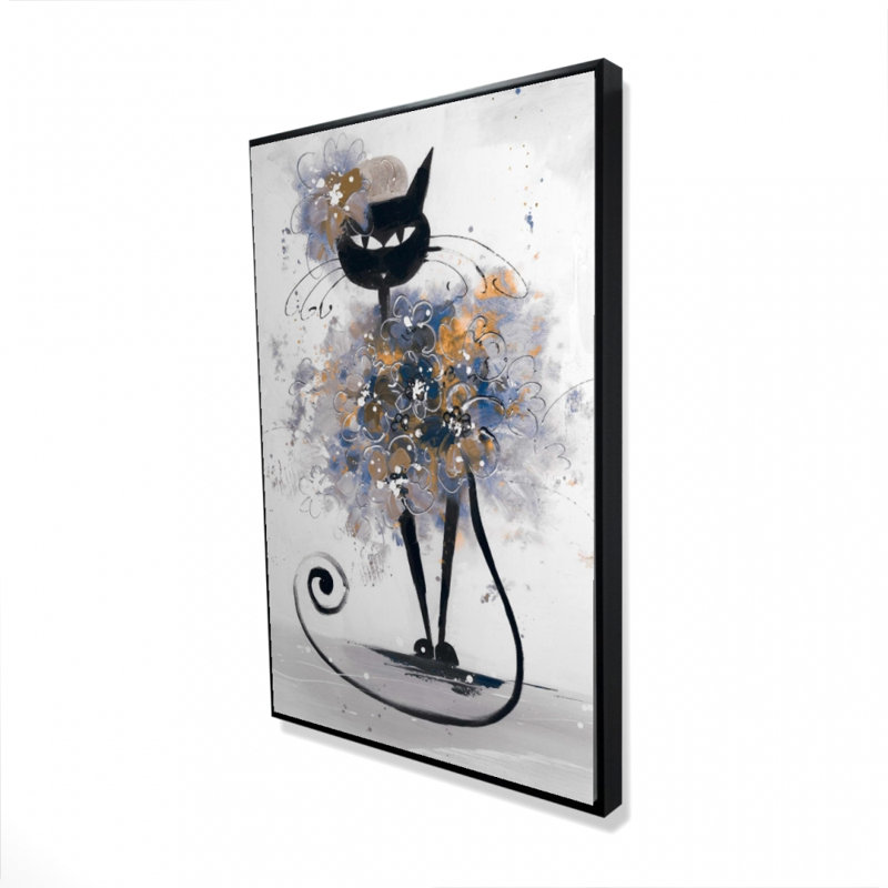 Dessin de chat noir imprimé sur toile