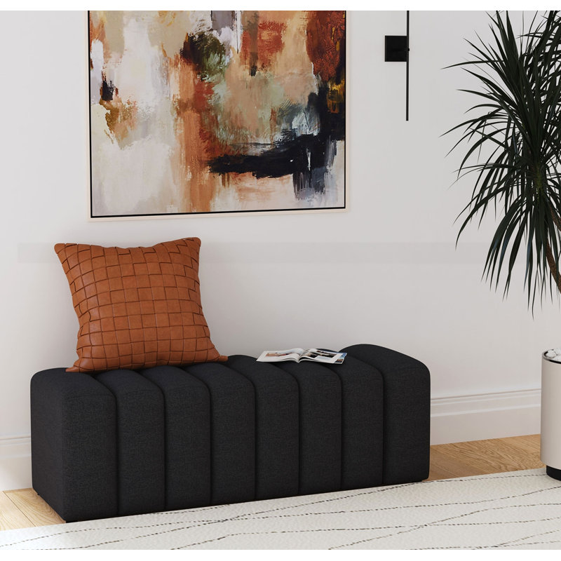 Banc d'appoint rembourré en tissu, Gris anthracite