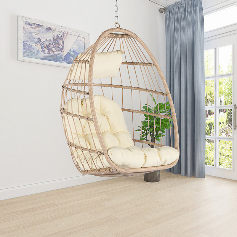 Balancelle d'extérieur en rotin, Beige, Naturel