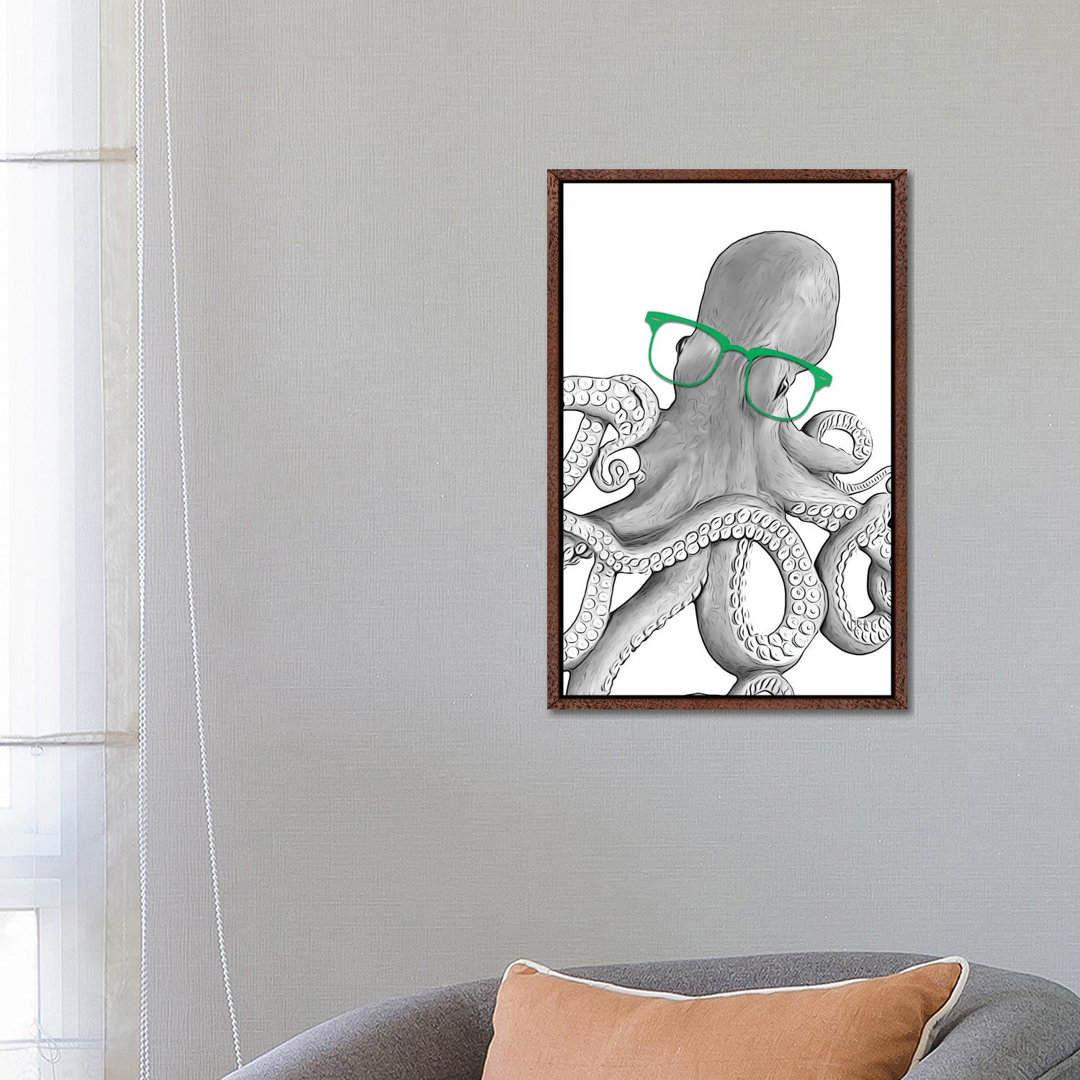 Octopus With Green Glasses von Printable Lisa's Pets - Gallery-Wrapped Canvas Giclée