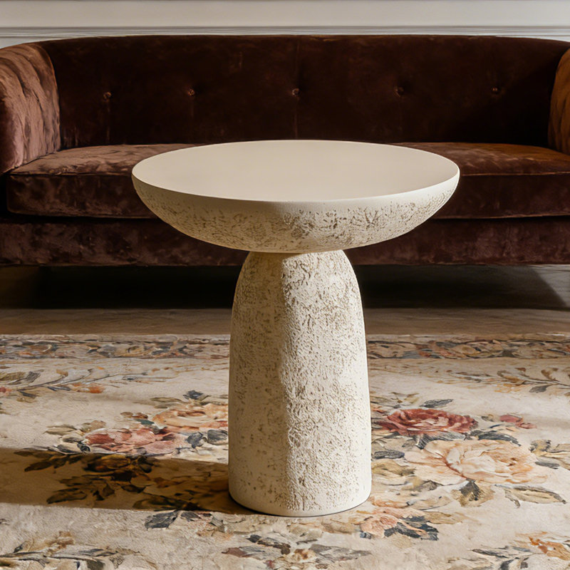 57.5x57.5cm Side Table Pedestal Sofa Table Stone-effect  Coffee Table