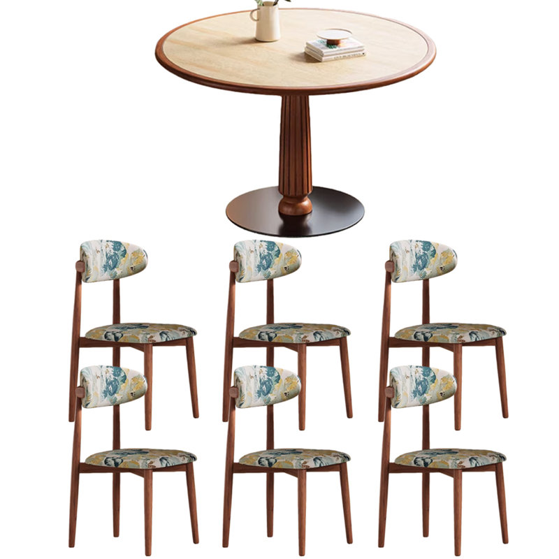 Ensemble repas pour 6 personnes Jamil, 7 pièces : table, 6 chaises, H 29,52 po x L 47,24 po x l 47,24 po
