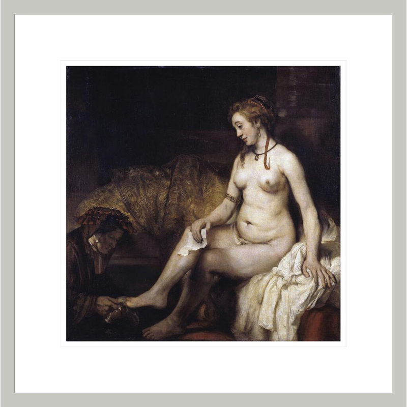 Bathsheba avec la lettre de David par Rembrandt van Rijn - Estampe numérique encadrée, H 17,79 po x l 17,75 po