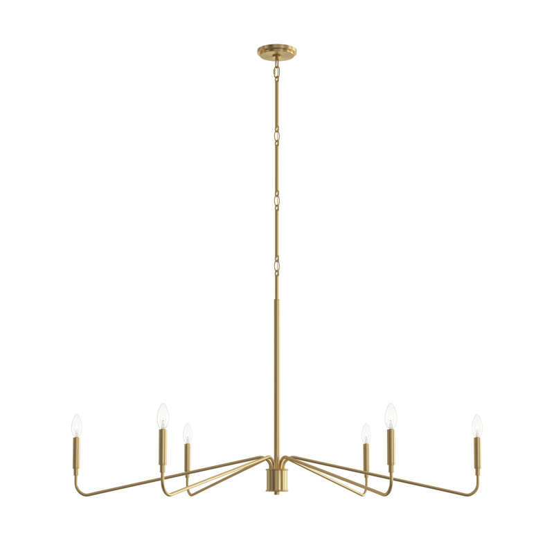 Pilar Extra-Large Brushed Gold 6-Light Chandelier, Brushed Gold