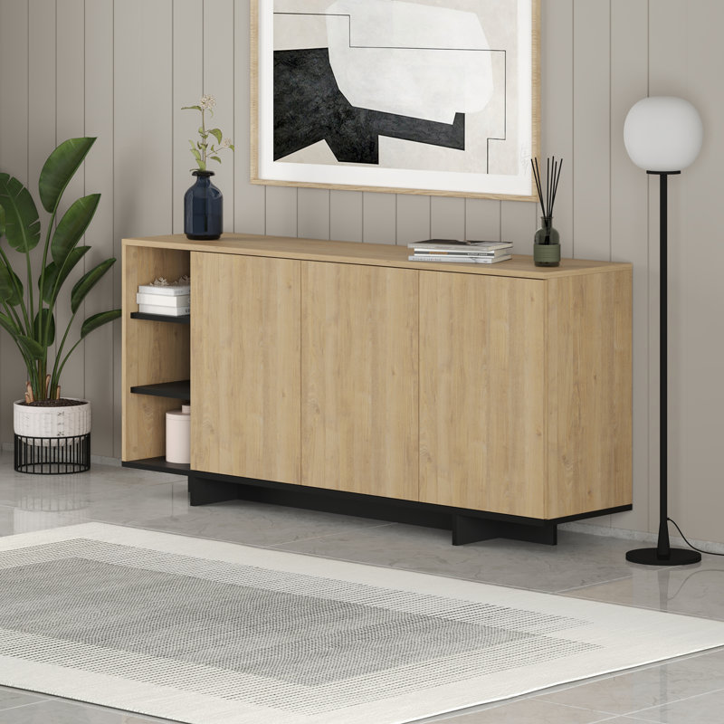 170cm Console Table, Oak/Silky Grey Black