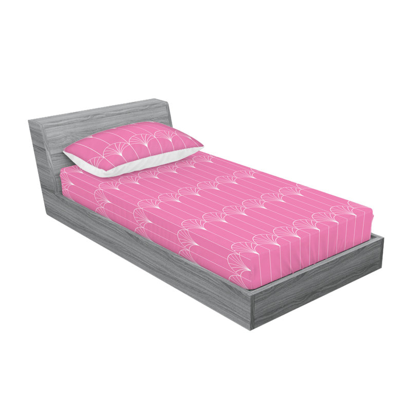Microfiber Geometric Sheet Set, Pink, Twin Sheet Set with 1 Pillowcase