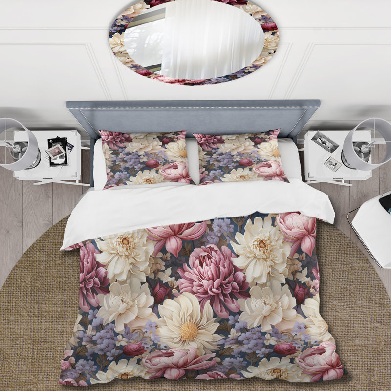 Ensemble de housse de couette Renaissance Opulence Magnolias, Housse de couette pour grand lit et 2 taies décor