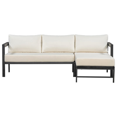 Outdoor L-Shaped Sofa With Iron Frame,Weather-Resistant Patio Sofa Set With Ultra-Thick Cushions,Comfortable Seating For 3,Ideal For Patio, Balcony,And Garden